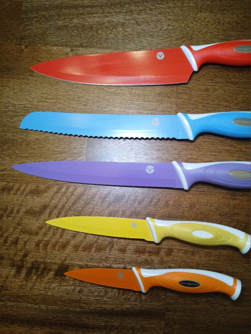 Colorful 10pc Kitchen Knife Set - Red, Blue, Purple, Yellow, Orange